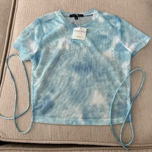 Beeko cropped mesh open back tie top - NEW